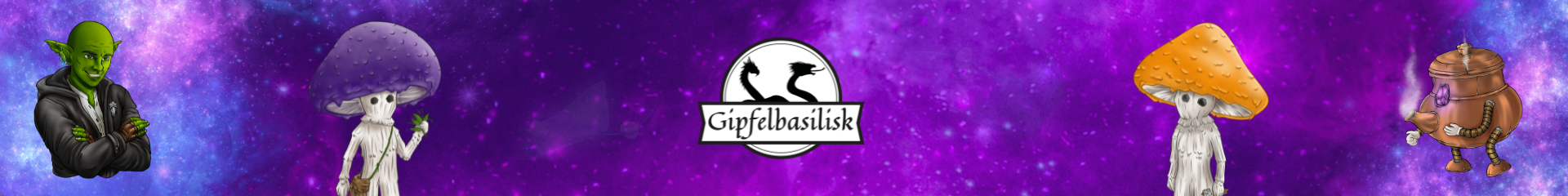 Logo Gipfelbasilisk mit Sporlingen (Pilzwesen aus den...
